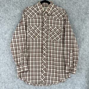 Vintage Lee Western Shirt Mens Large Plaid Pearl Snap Cowboy Rodeo USA 70s FLAWS